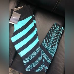 Nike Legendary Tiffany Blue Zebra Arrow Tight Tights Leggings XS NWT!